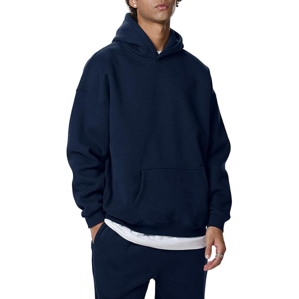 imageGihuo Men Hoodie Mens Fleece Hooded Pullover SweatshirtsNavy