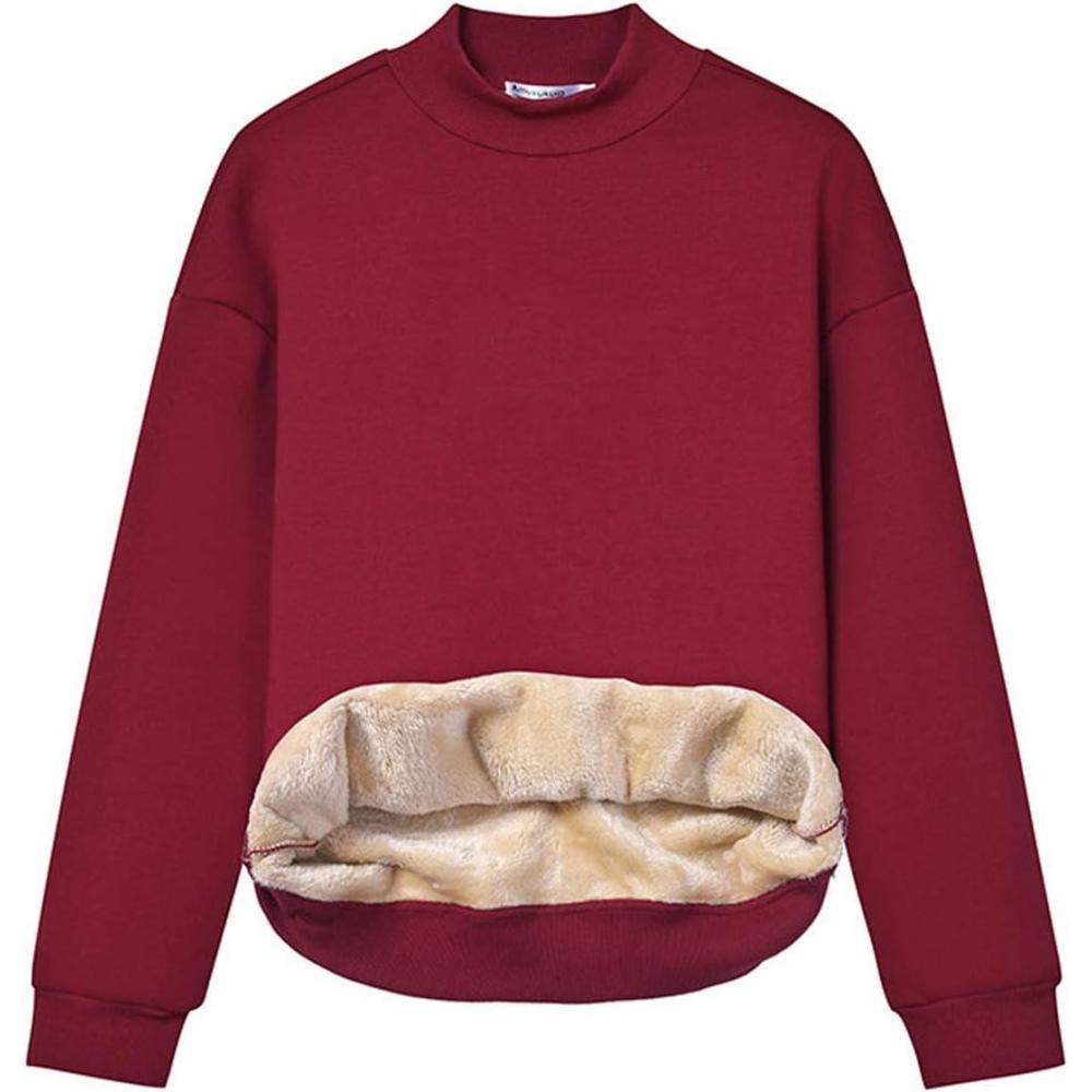 imageGihuo Womens Mockneck Sweatshirt Winter Warm Fleece Sherpa Lined Pullover TopsWine