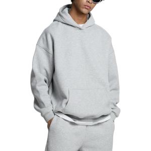 Gihuo Men Hoodie Men’s Fleece Hooded Pullover Sweatshirts(Lightgrey)