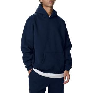 Gihuo Men Hoodie Men’s Fleece Hooded Pullover Sweatshirts(Navy)