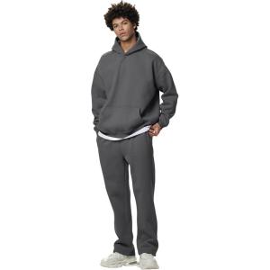 Gihuo Men’s Sweatsuit Hoodie and Sweatpants Fleece Pullover Joggers Set Tracksuit(Darkgrey)