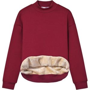 Gihuo Women’s Mockneck Sweatshirt Winter Warm Fleece Sherpa Lined Pullover Tops(Wine)