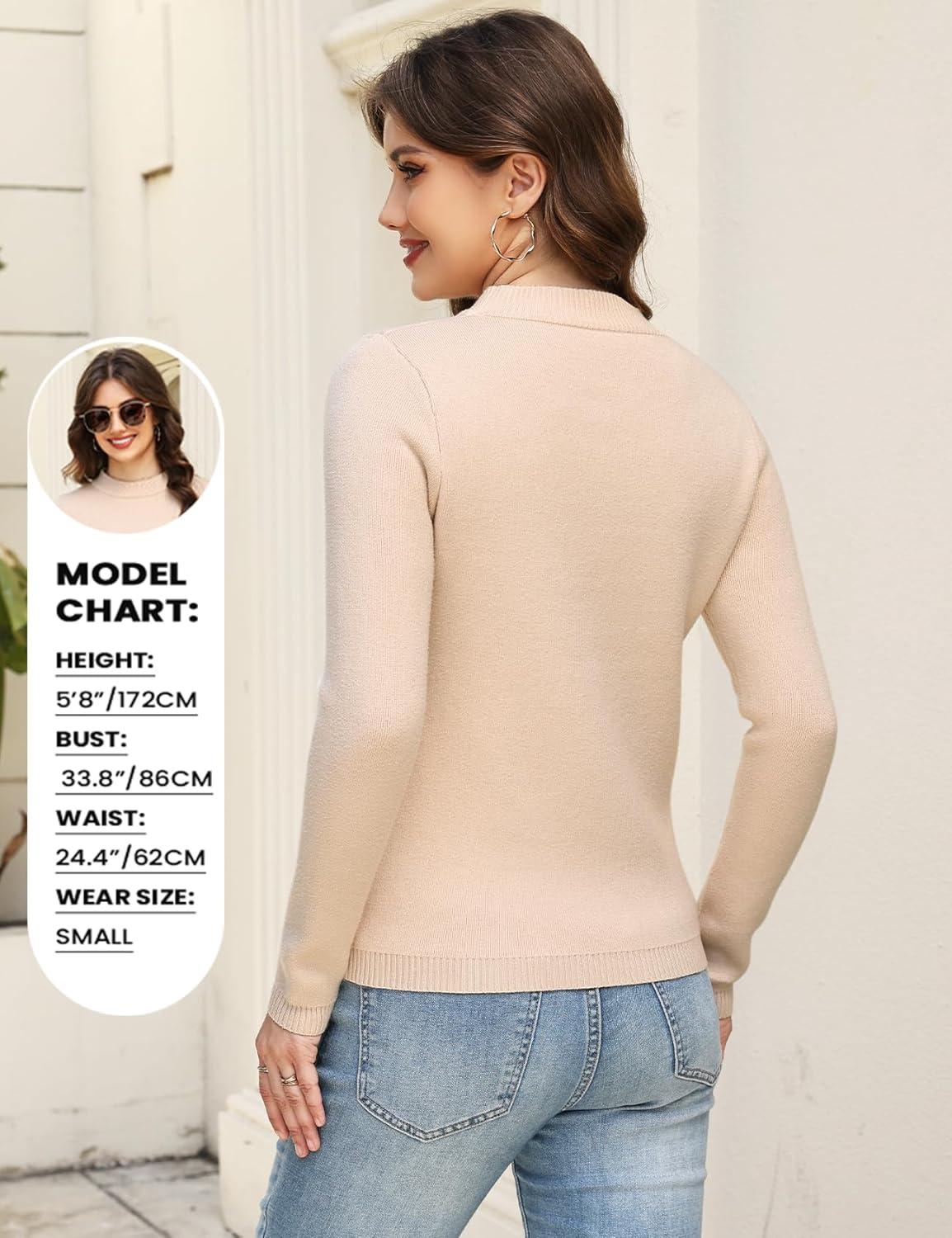 imageGihuo Womens Fleece Sweaters Sherpa Lined Thermal Shirts Long Sleeve Warm Base Layer 2026 Knit Fall SweatersApricot