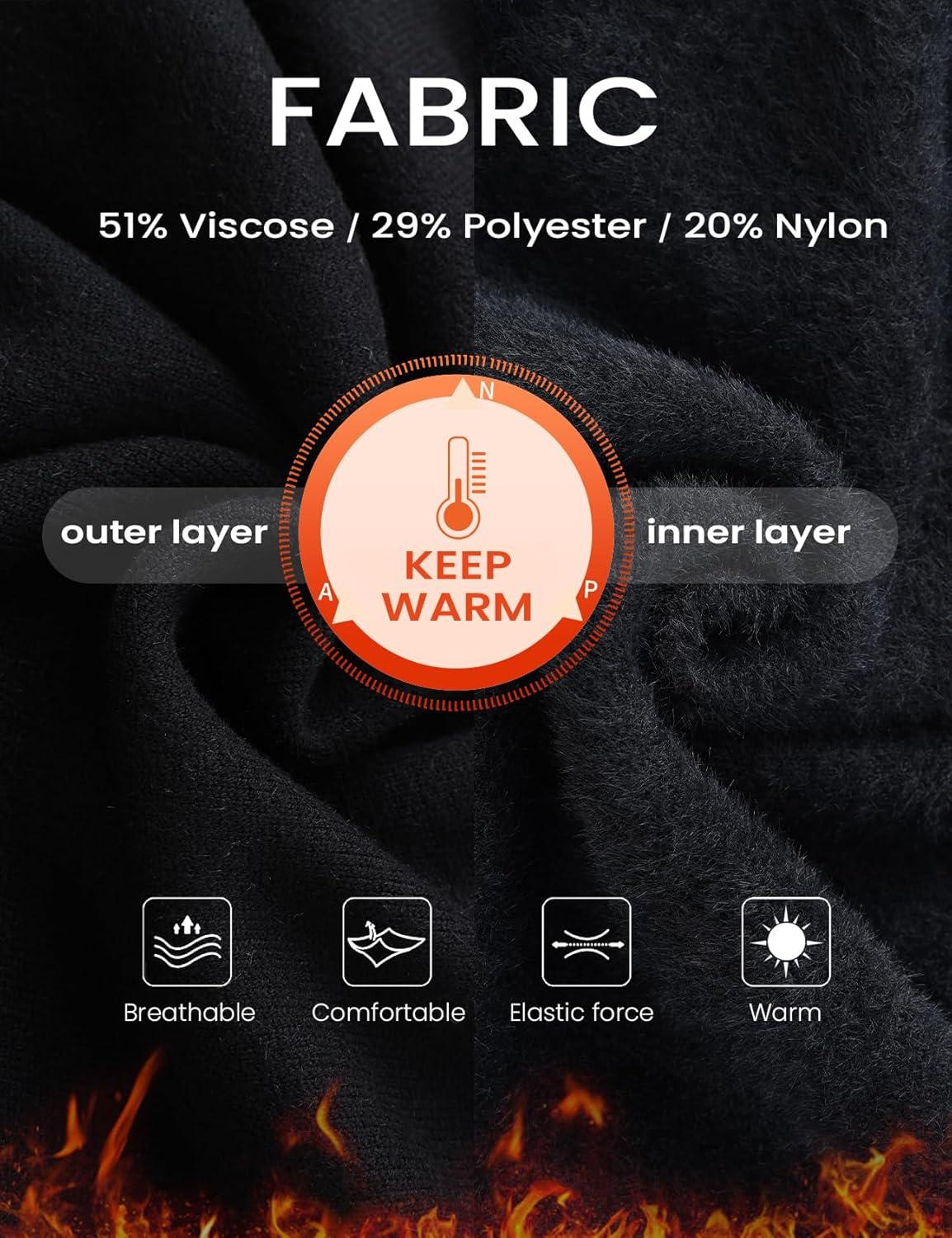 imageGihuo Womens Fleece Sweaters Sherpa Lined Thermal Shirts Long Sleeve Warm Base Layer 2026 Knit Fall SweatersBlack