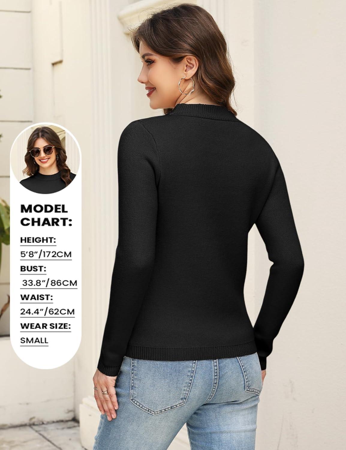 imageGihuo Womens Fleece Sweaters Sherpa Lined Thermal Shirts Long Sleeve Warm Base Layer 2026 Knit Fall SweatersBlack
