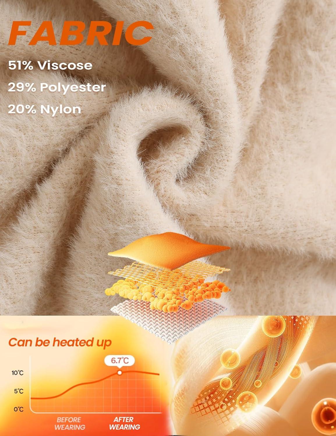 imageGihuo Womens Turtleneck Sweater Sherpa Fleece Lined Sweaters Thermal Pullover JumpersApricot