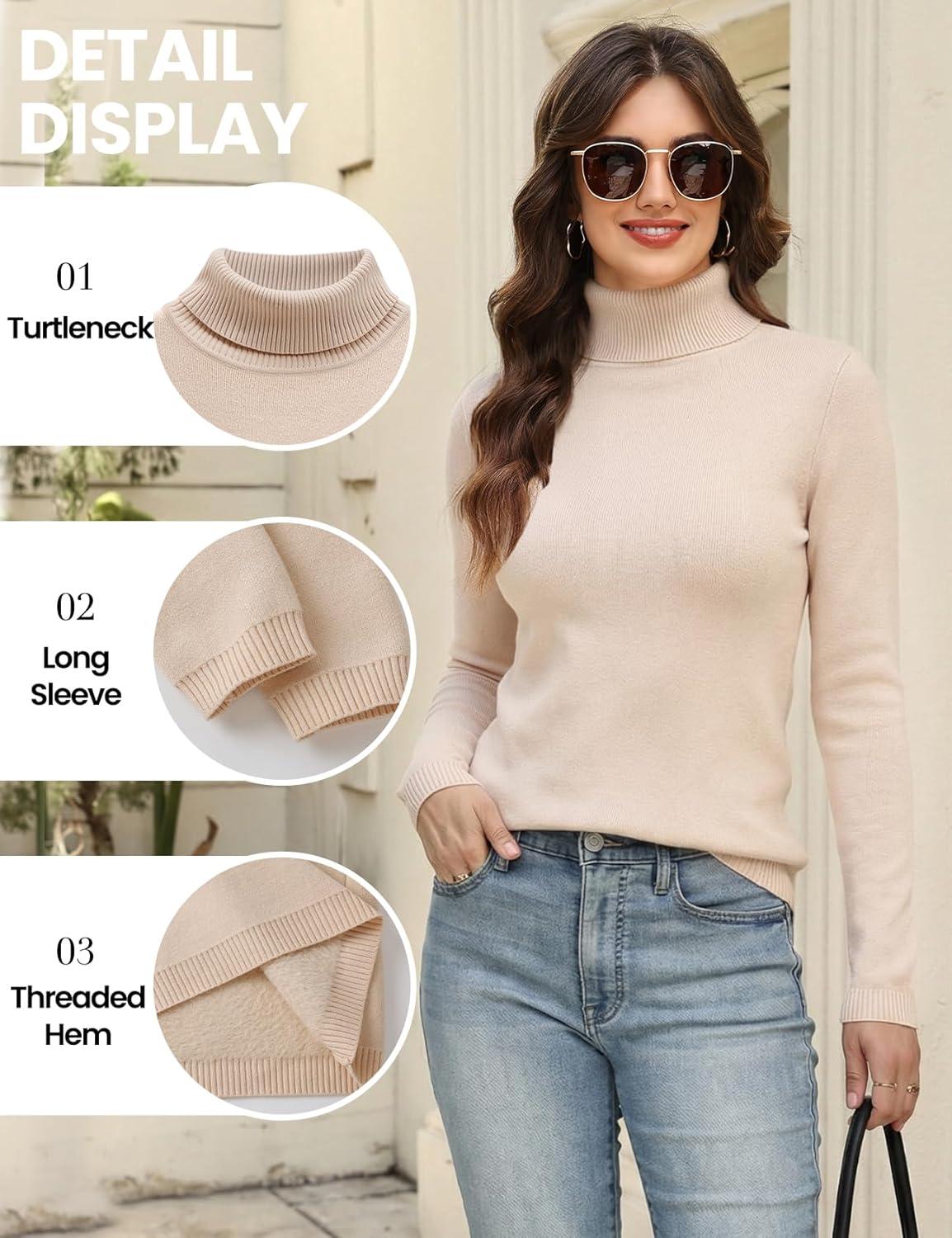 imageGihuo Womens Turtleneck Sweater Sherpa Fleece Lined Sweaters Thermal Pullover JumpersApricot