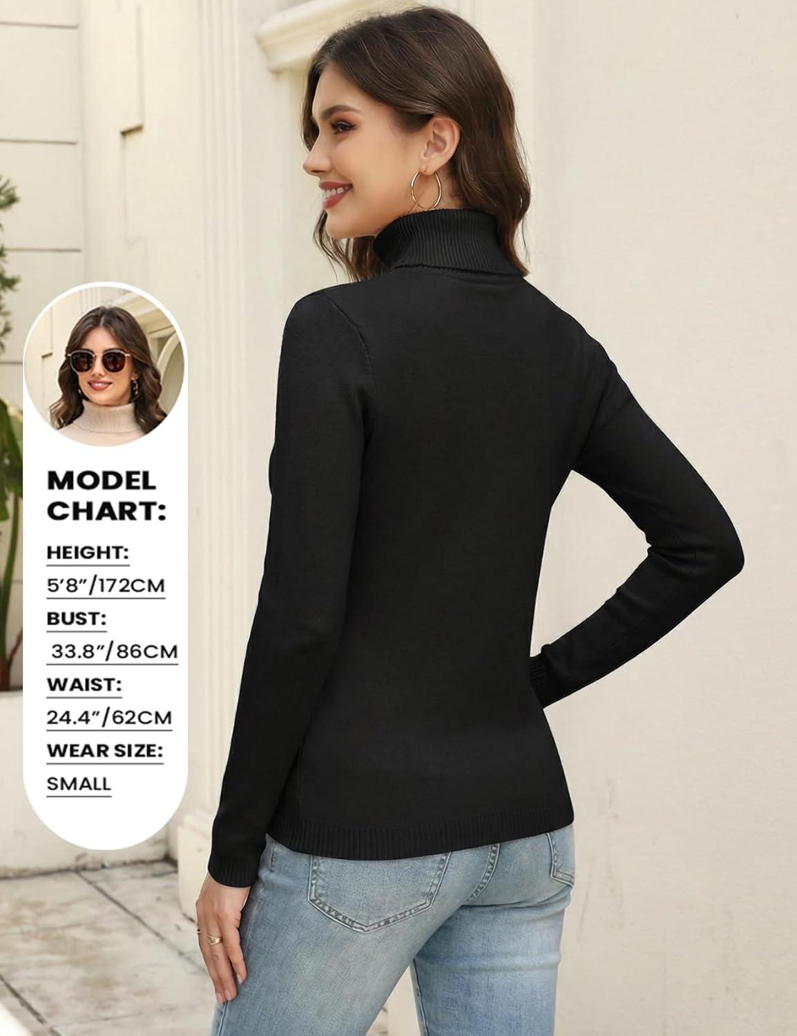 imageGihuo Womens Turtleneck Sweater Sherpa Fleece Lined Sweaters Thermal Pullover JumpersBlack