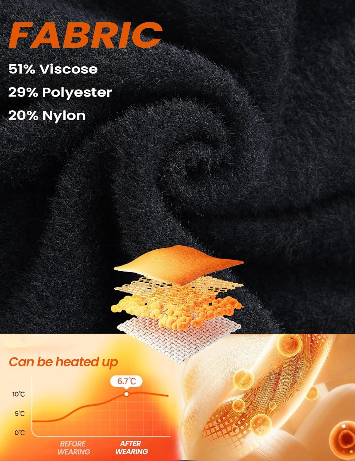 imageGihuo Womens Turtleneck Sweater Sherpa Fleece Lined Sweaters Thermal Pullover JumpersBlack