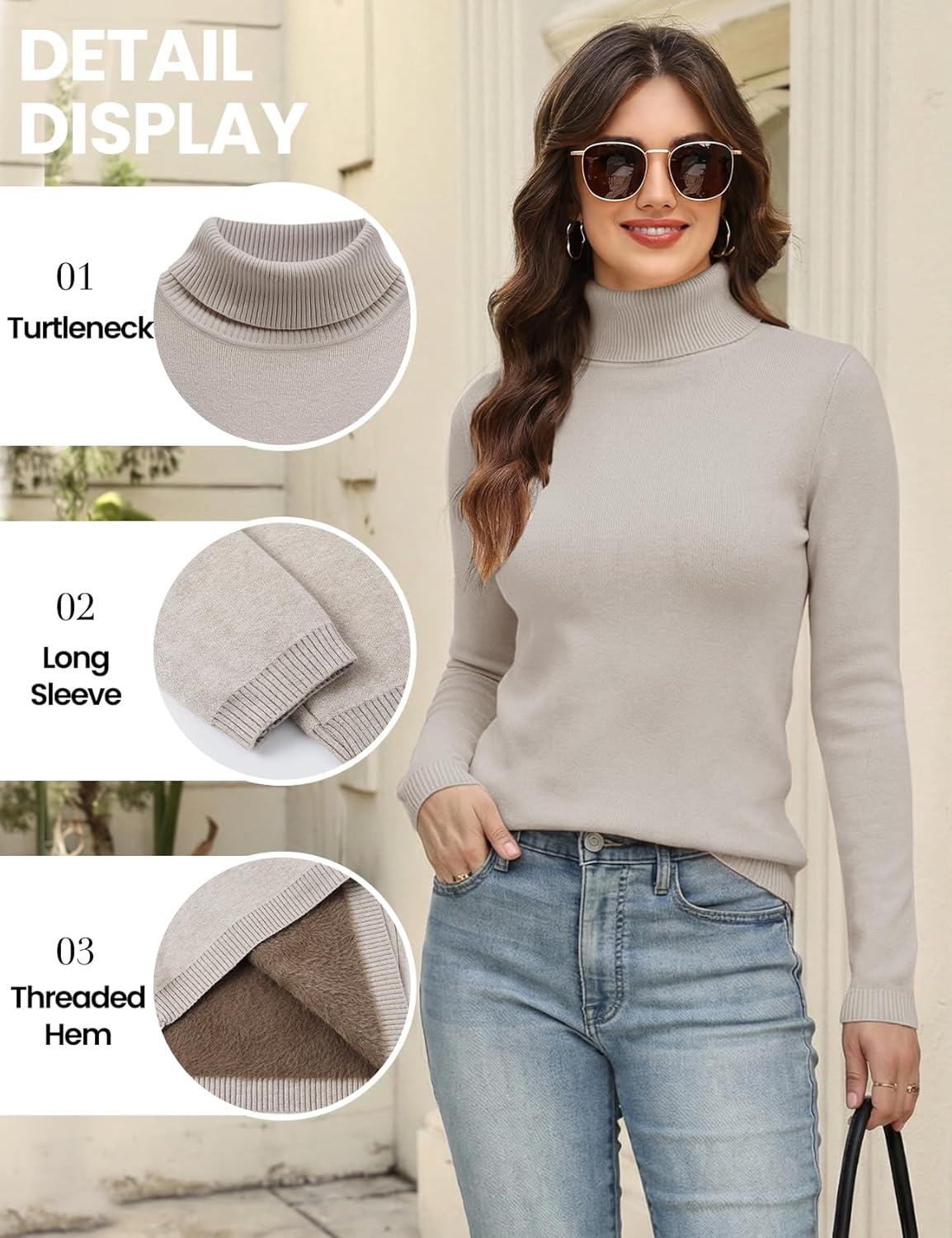 imageGihuo Womens Turtleneck Sweater Sherpa Fleece Lined Sweaters Thermal Pullover JumpersOats