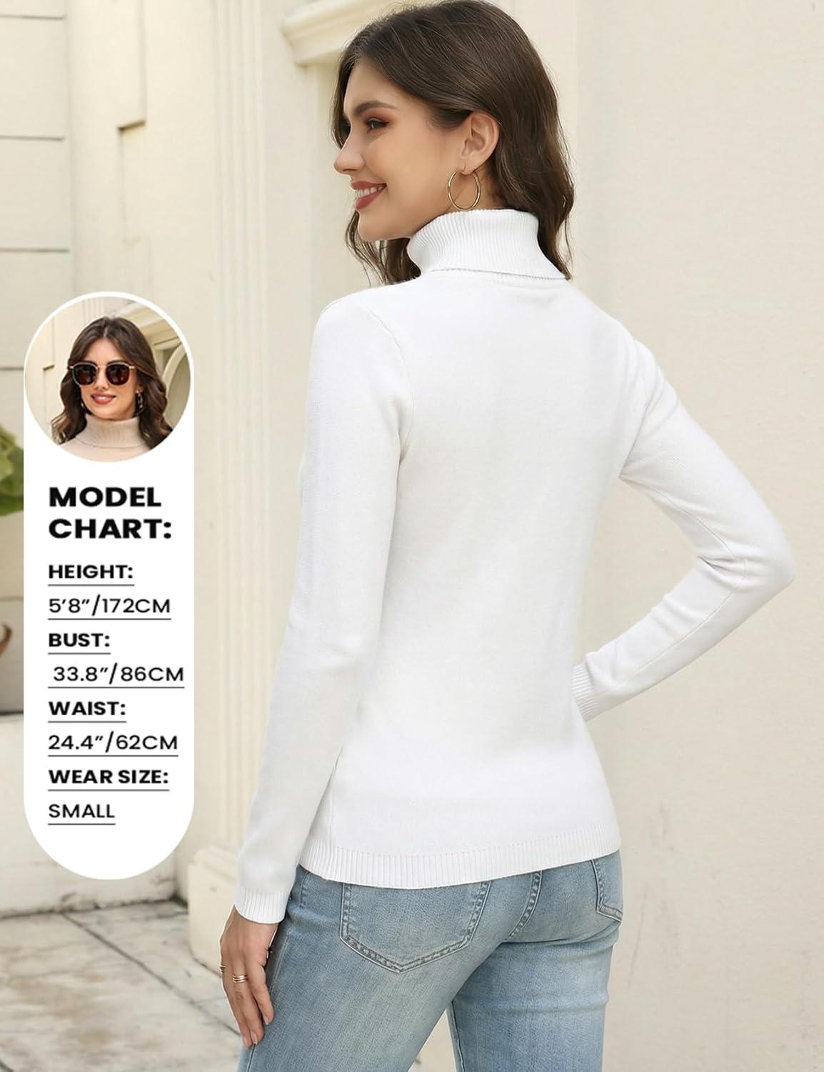 imageGihuo Womens Turtleneck Sweater Sherpa Fleece Lined Sweaters Thermal Pullover JumpersWhite
