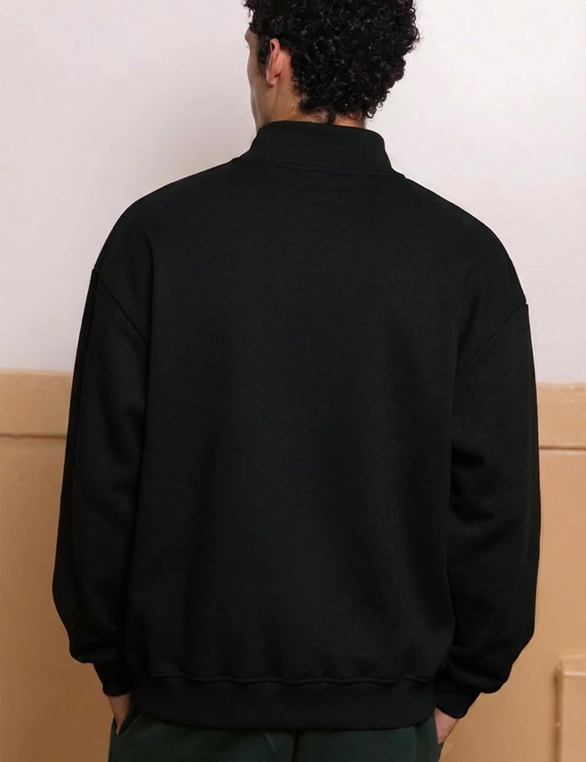 image:imageGihuo Mens Mock Neck Sweatshirt Oversized SweatshirtsBlack