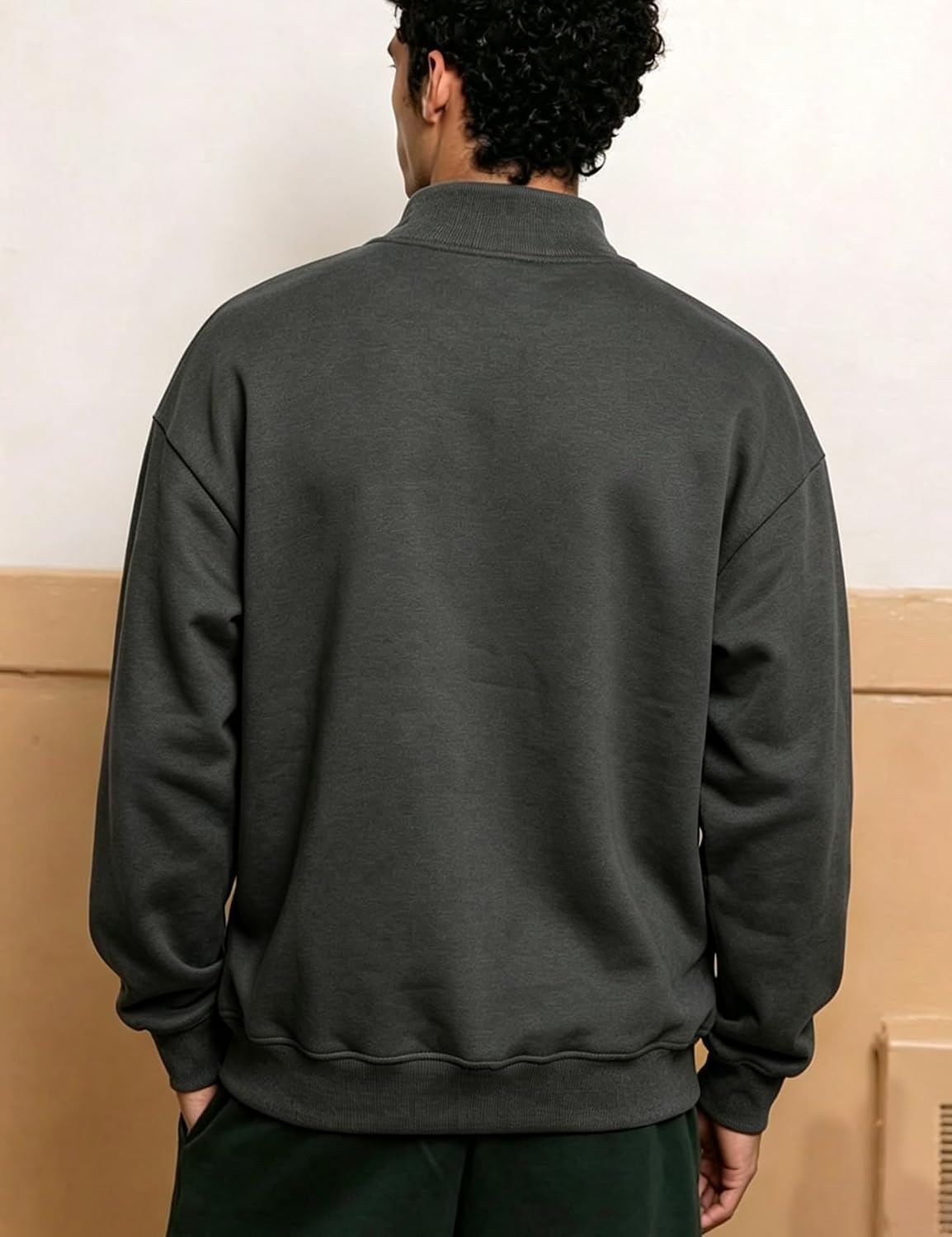 image:imageGihuo Mens Mock Neck Sweatshirt Oversized SweatshirtsGrey