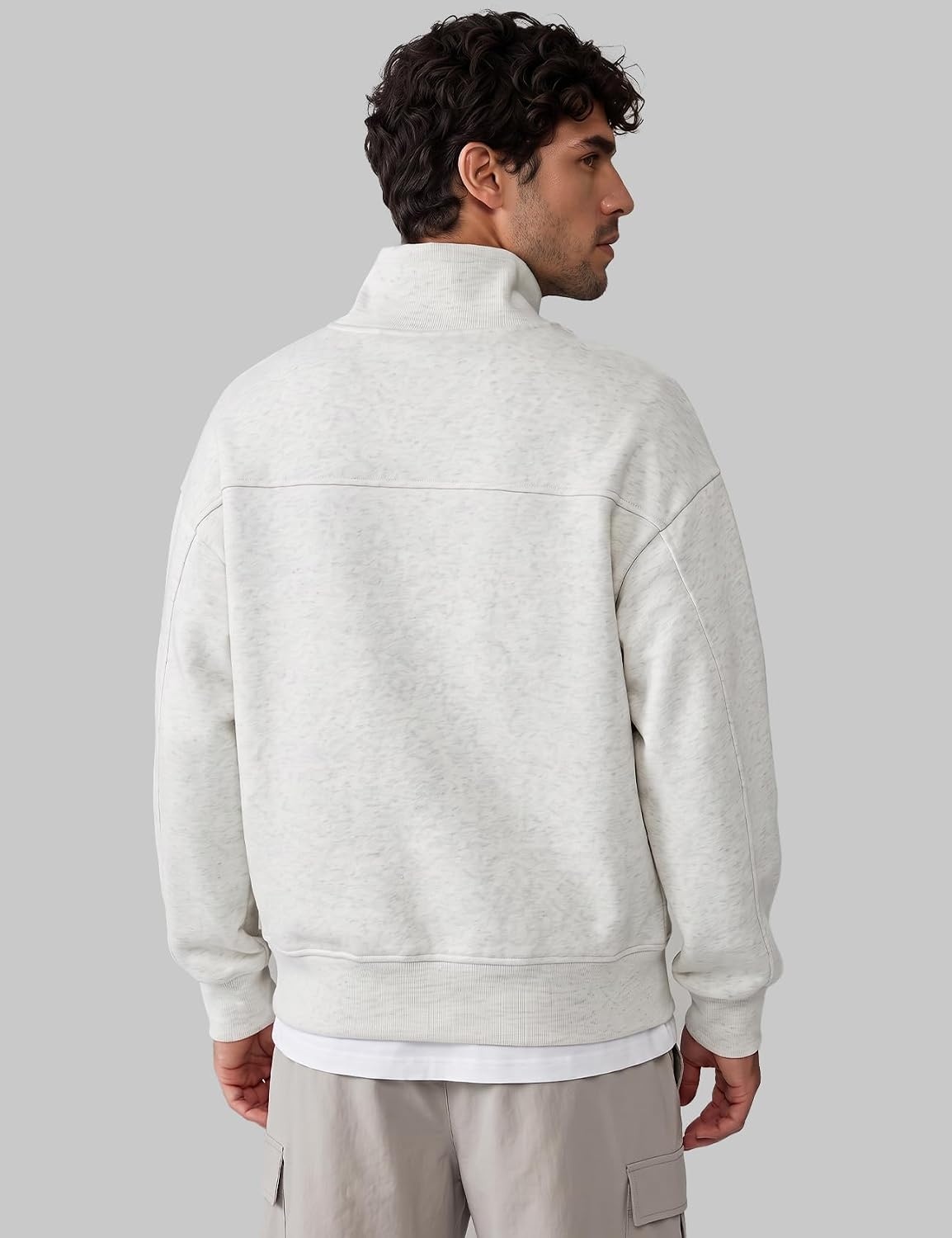 image:imageGihuo Mens Mock Neck Sweatshirt Oversized SweatshirtsLightgrey