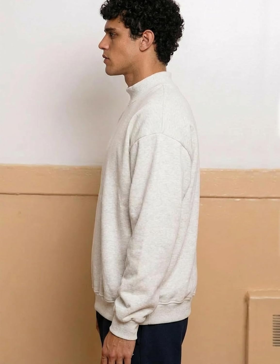 image:imageGihuo Mens Mock Neck Sweatshirt Oversized SweatshirtsLightheathergrey