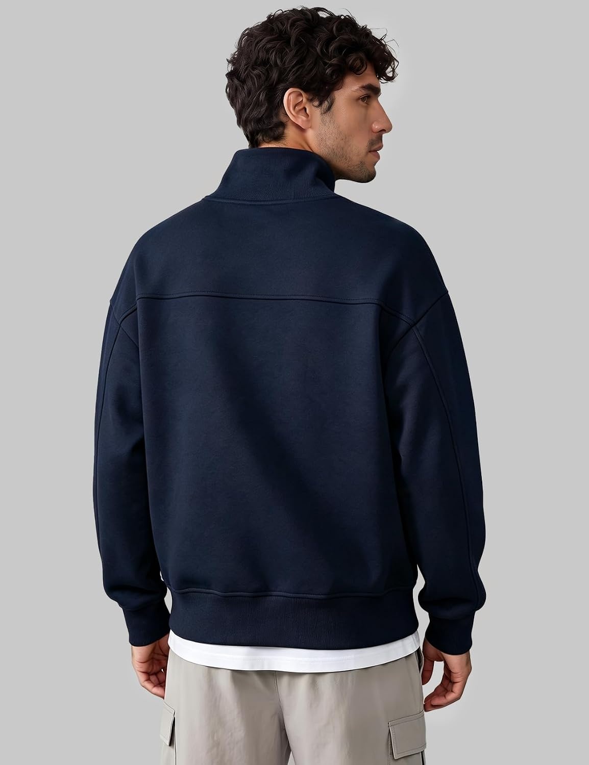 image:imageGihuo Mens Mock Neck Sweatshirt Oversized SweatshirtsNavyblue