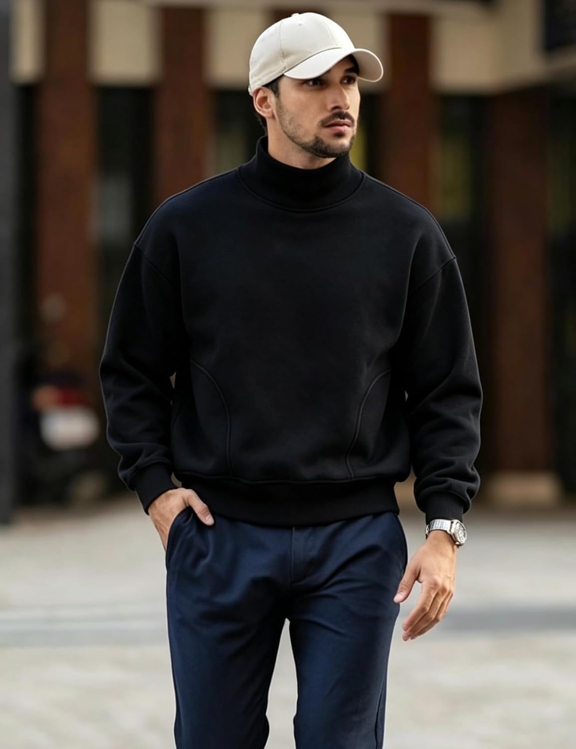image:imageGihuo Mens Mock Neck Sweatshirt Oversized SweatshirtsNewblack