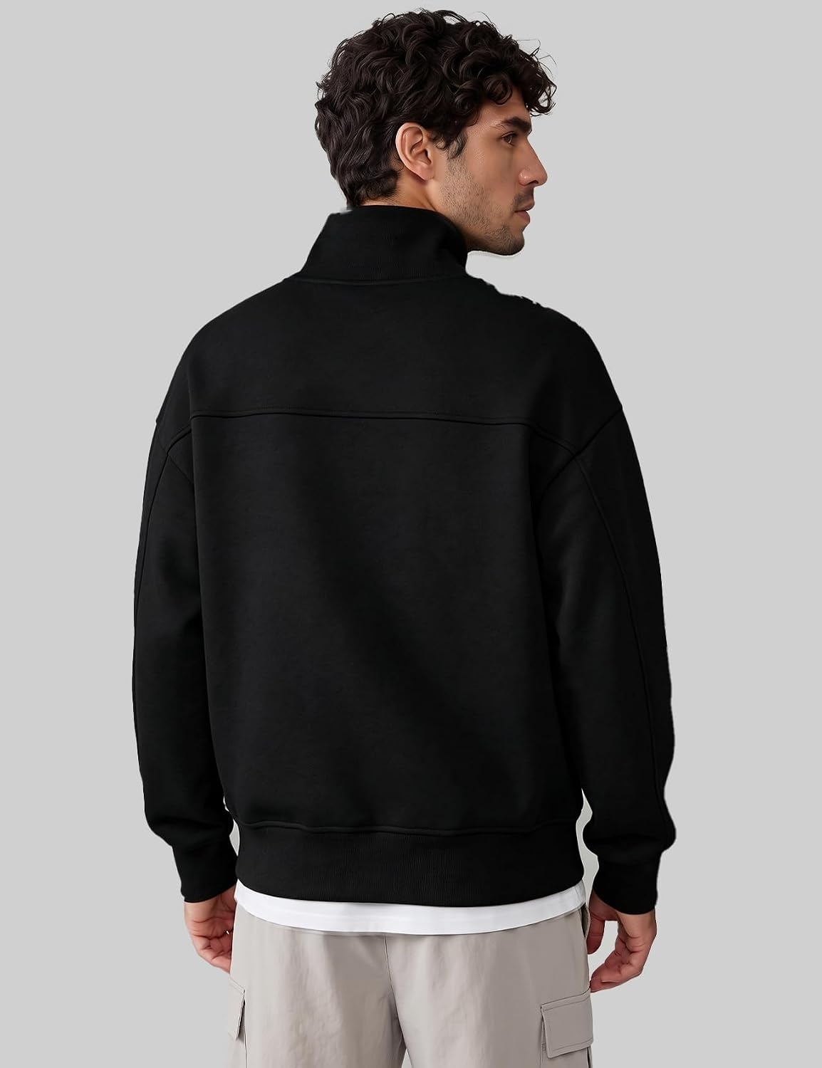 image:imageGihuo Mens Mock Neck Sweatshirt Oversized SweatshirtsNewblack