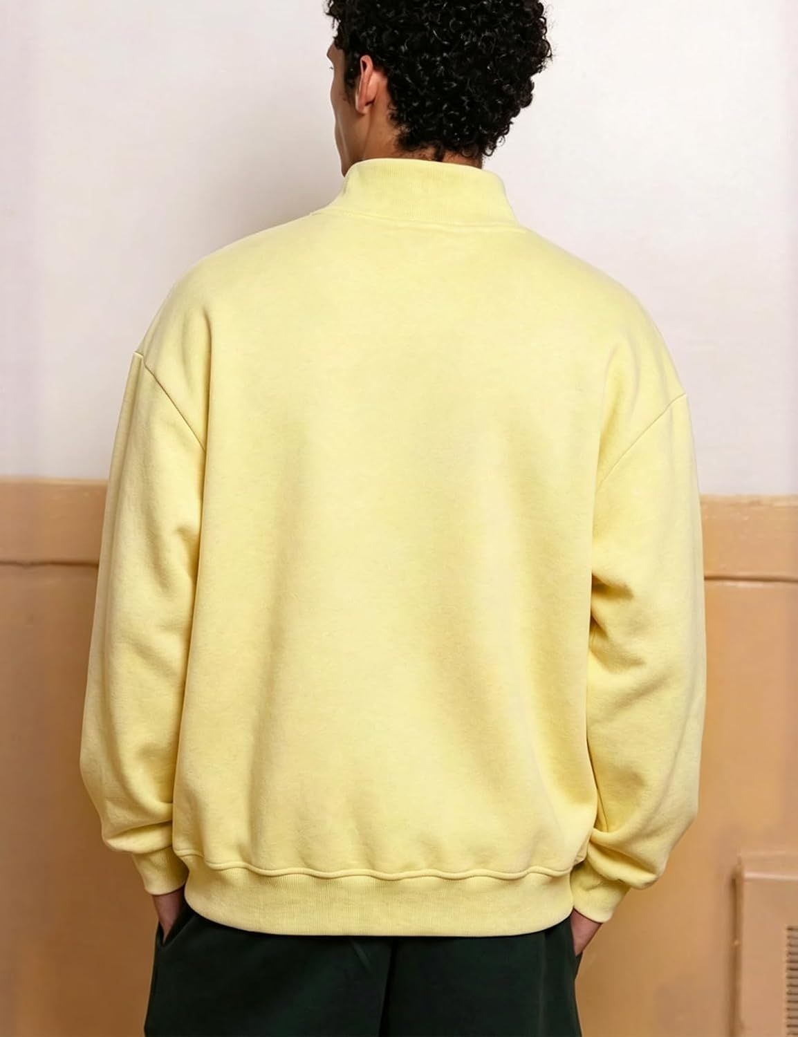 image:imageGihuo Mens Mock Neck Sweatshirt Oversized SweatshirtsYellow