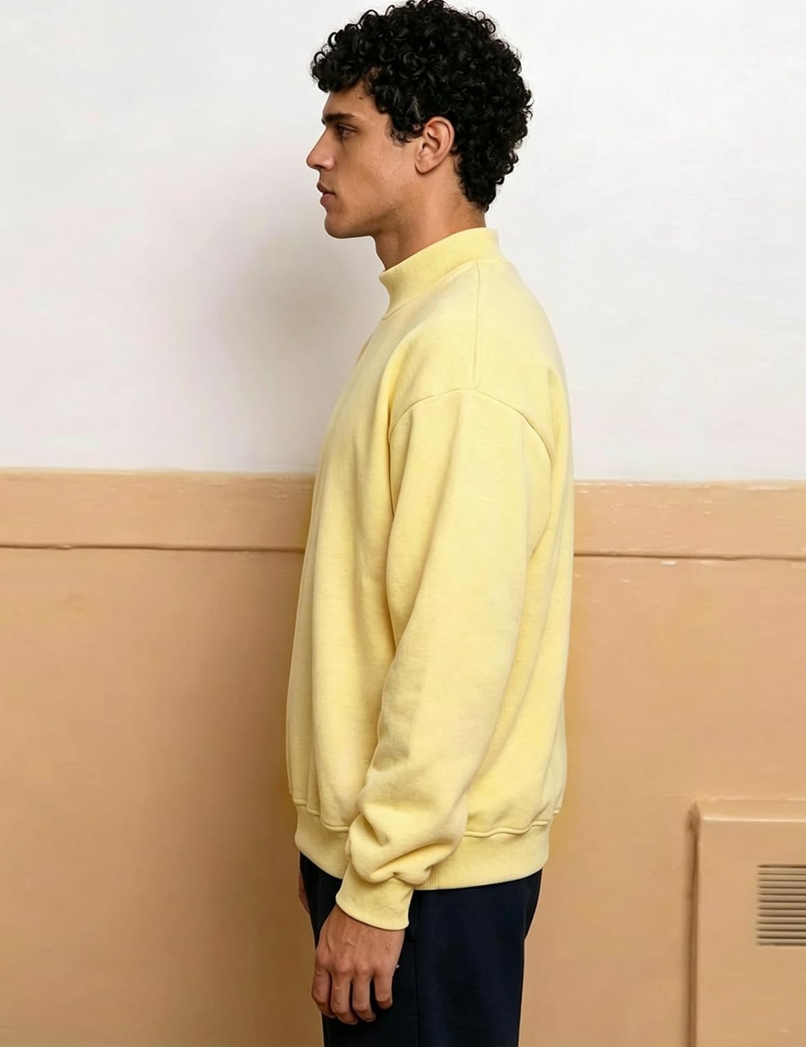 image:imageGihuo Mens Mock Neck Sweatshirt Oversized SweatshirtsYellow