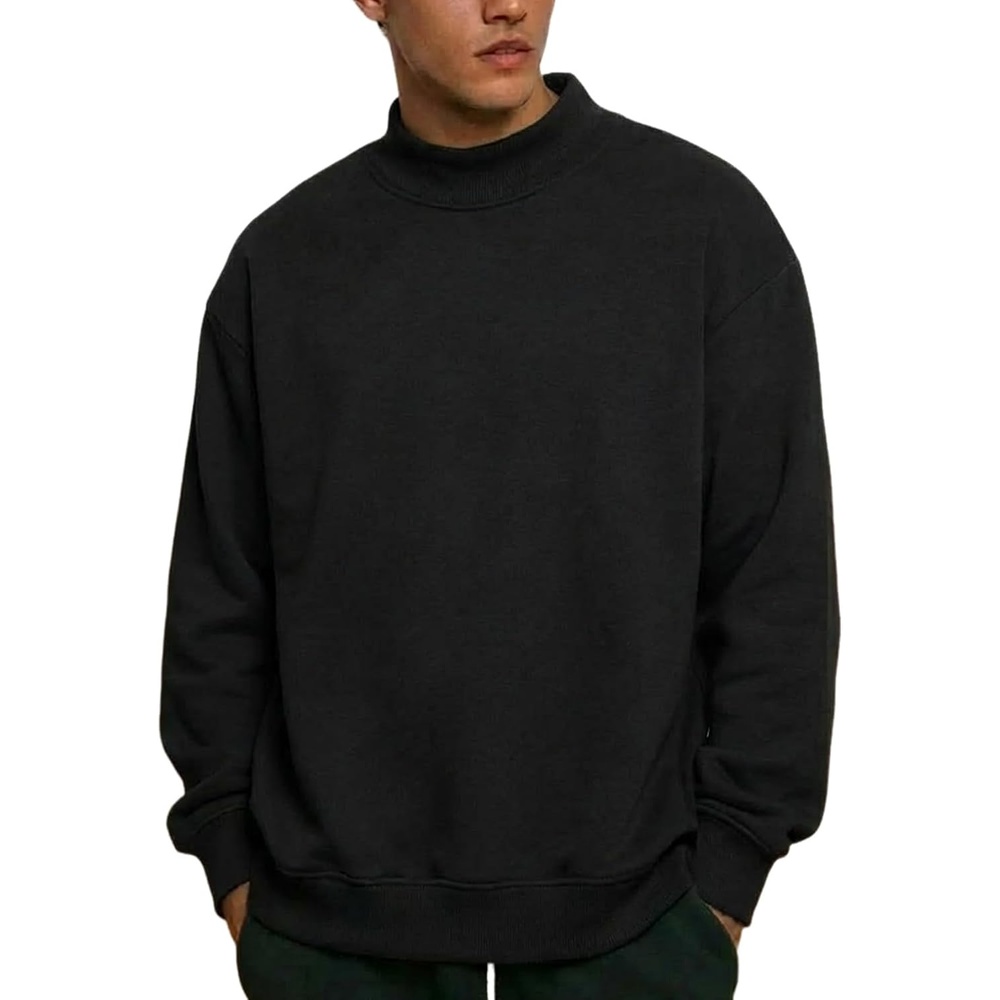 image:imageGihuo Mens Mock Neck Sweatshirt Oversized SweatshirtsBlack