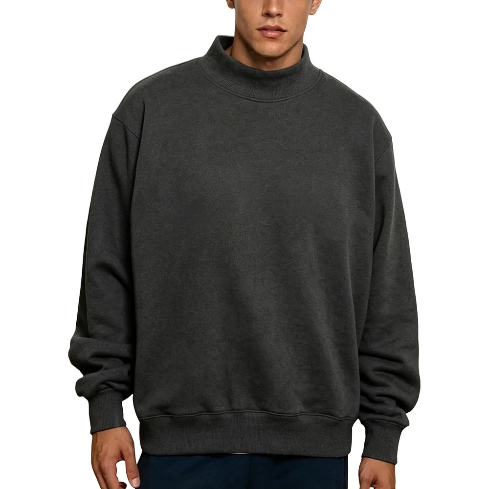 image:imageGihuo Mens Mock Neck Sweatshirt Oversized SweatshirtsGrey