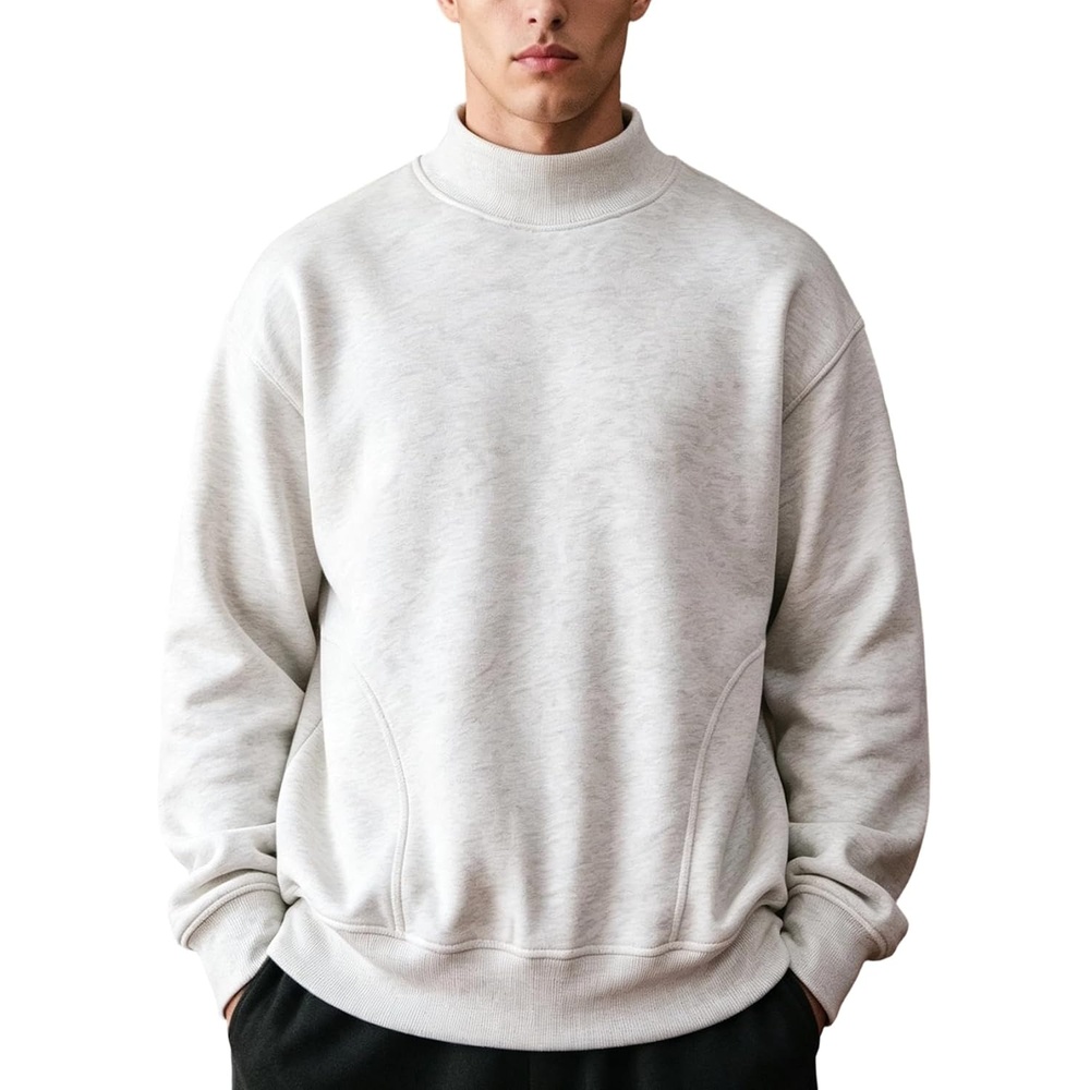 image:imageGihuo Mens Mock Neck Sweatshirt Oversized SweatshirtsLightgrey