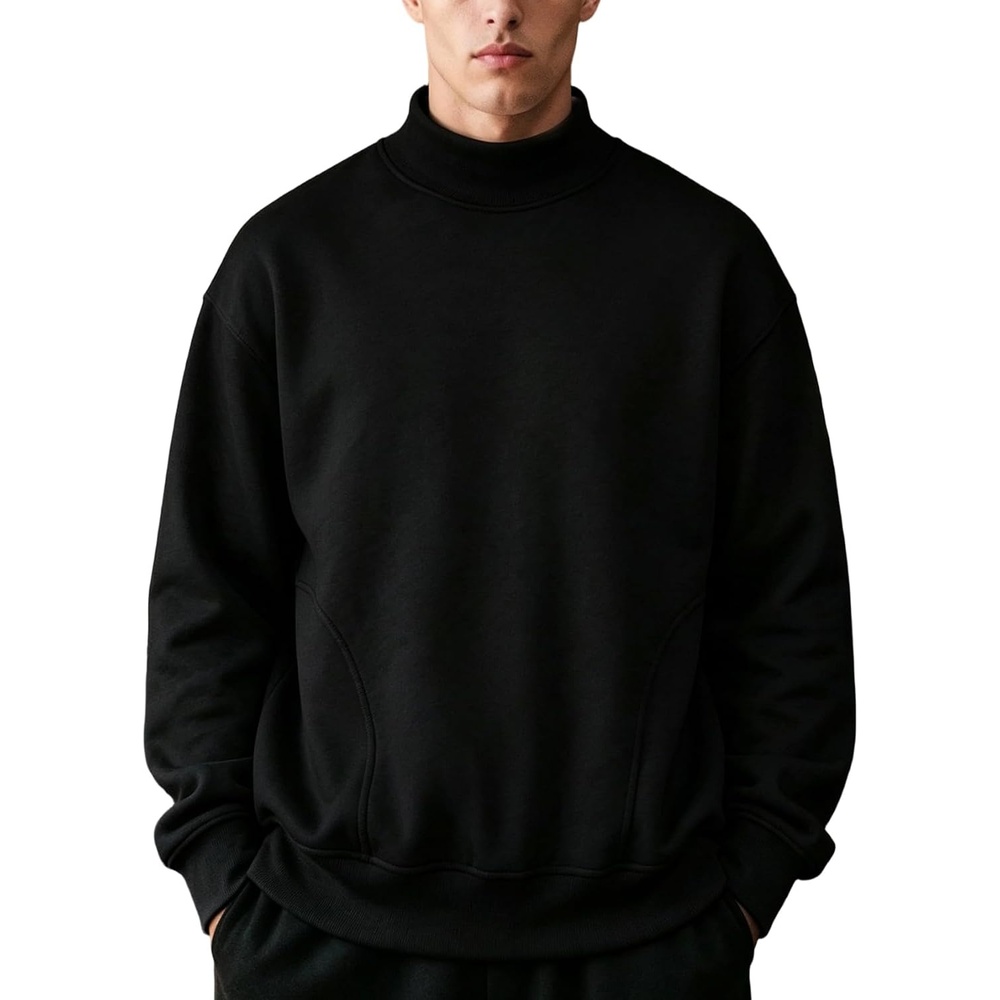 image:imageGihuo Mens Mock Neck Sweatshirt Oversized SweatshirtsNewblack