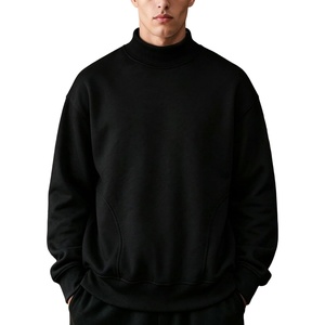 Gihuo Men’s Mock Neck Sweatshirt Oversized Sweatshirts(Newblack)